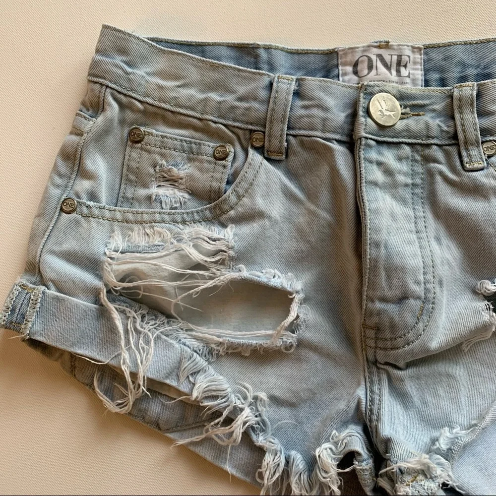 One Teaspoon Bandits Denim Shorts Sz 25 - Picture 3 of 15